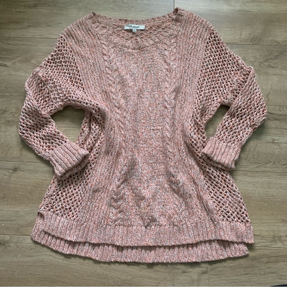 MADEWELL PINK KNIT 3/4 SLEEVE SWEATER SIZE SMALL - Picture 2 of 8